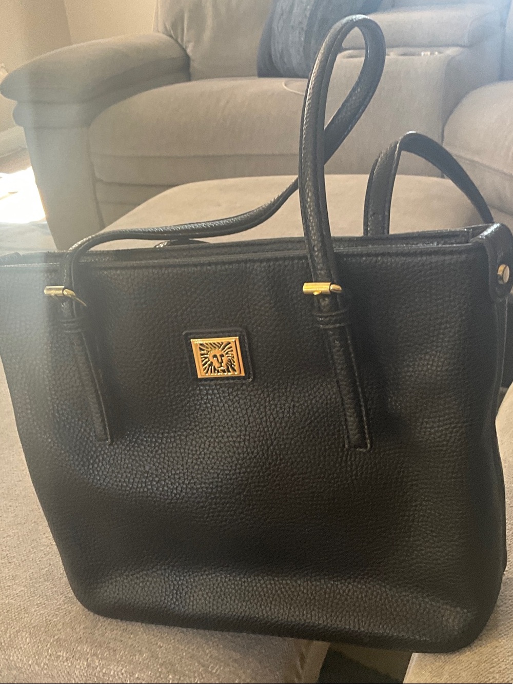 Anne Klein Black Tote with Gold Hardware